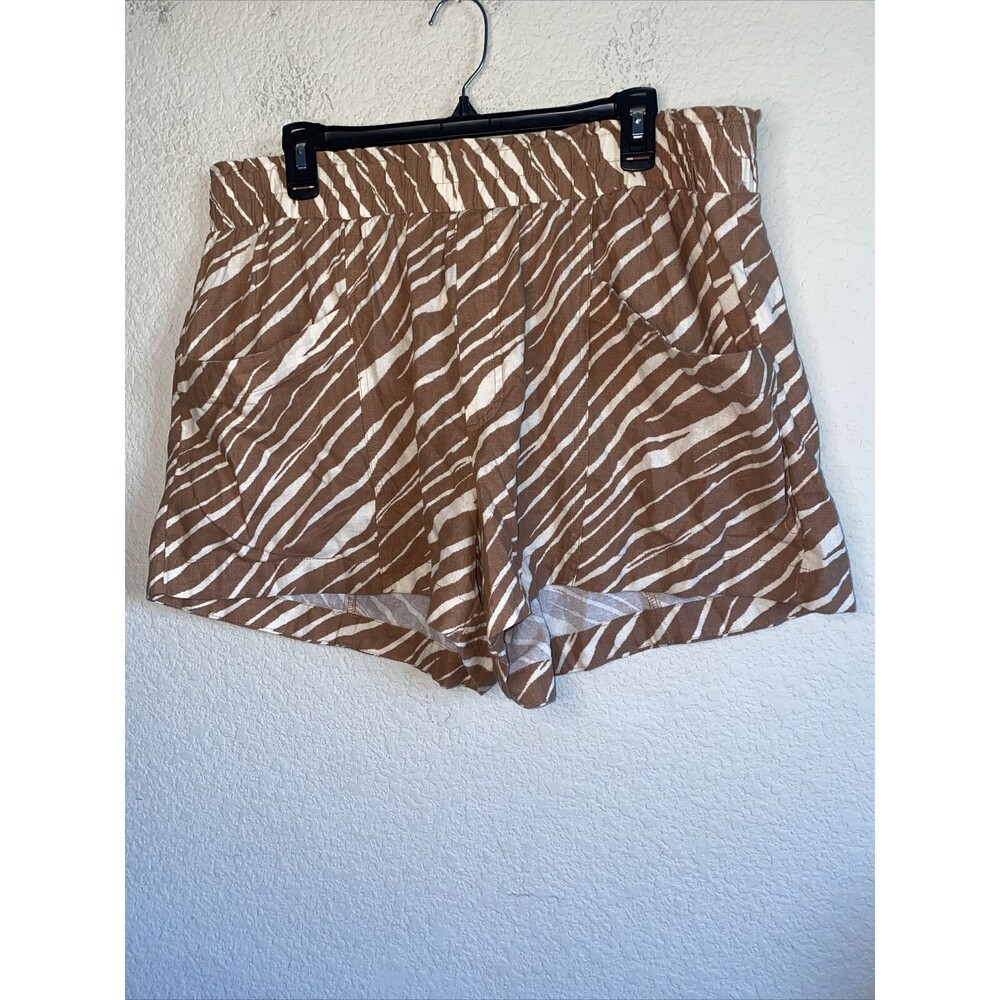 Linen zebra shorts animal Pull On NWOT XXL retro city lagen sexy old money